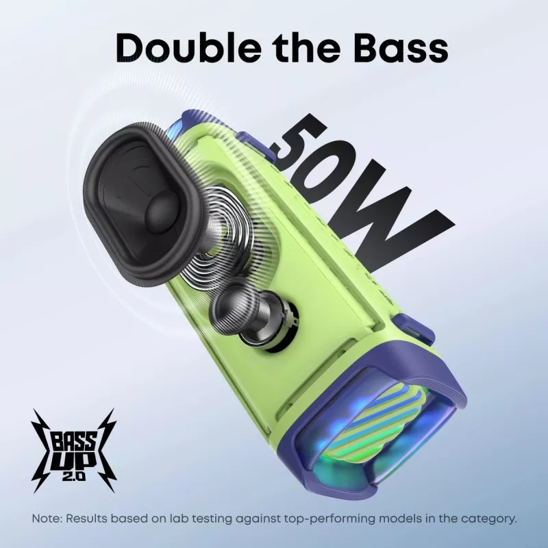 Pārnēsājams skaļrunis Anker Soundcore Boom 3i — 50 W, Bluetooth, ūdensizturīgs, zaļš
