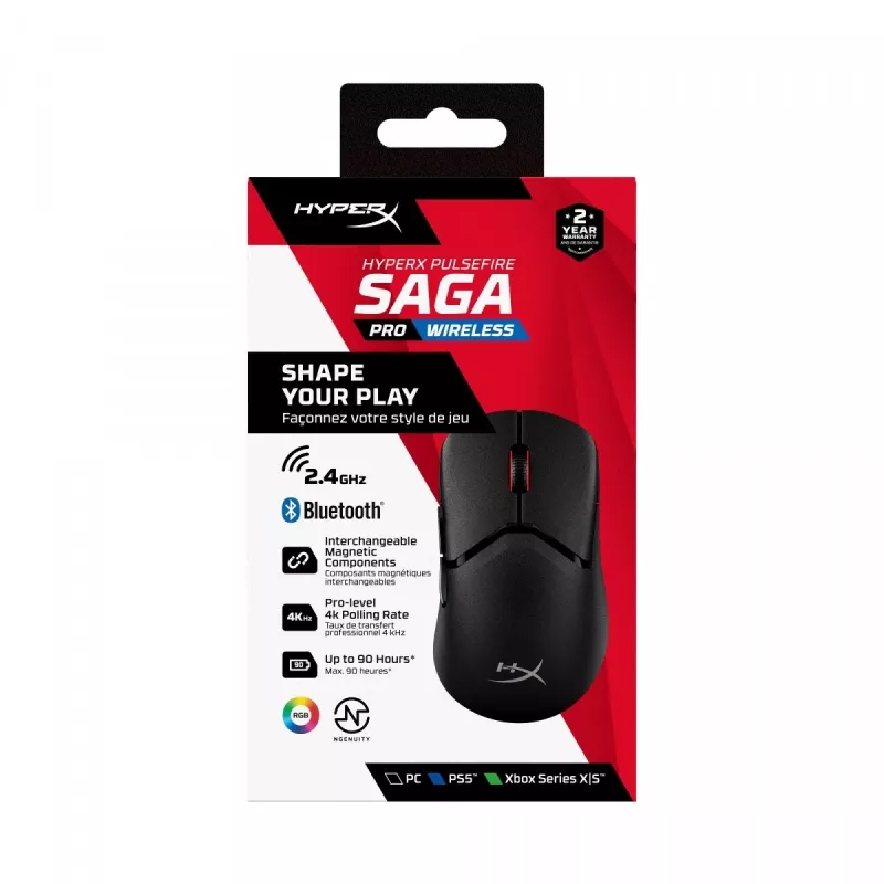 HyperX Pulsefire Saga Pro bezvadu spēļu pele (melna)