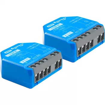 Viedais slēdzis Shelly 1 Gen4, bezvadu, 240 V maiņstrāva, Bluetooth 5.0/Wi‑Fi/ZigBee, plastmasas korpuss, 42×16×37 mm, komplektā 2 gab.