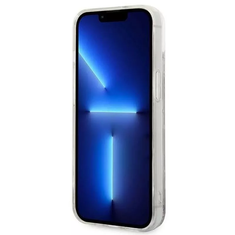 Karl Lagerfeld KLHCP14MLMNMS iPhone 14 Plus 6.7 cietais maciņš sudraba / sudraba Liquid Glitter Monogram