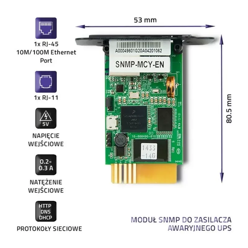 SNMP modulis QOLTEC 50389 nepārtrauktās barošanas avotam