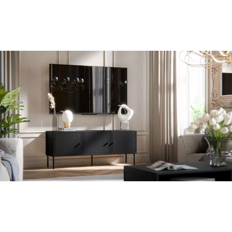 RTV 3D Skapis PALAZZO BIS 151x40x60 melns matēts