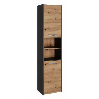 Vannas istabas glabāšanas skapis top e shop S40 ANTRACYT/ARTISAN, brīvstāvošs, 400×300×1700 mm, 6 plaukti, 2 durvis