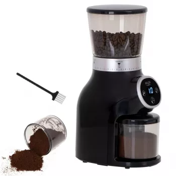 Profesionāla kafijas dzirnaviņa, tērauda dzirnakmeņi, 31 malšanas iestatījums, Café 90g/m, Adler, AD4450, 300, Melna