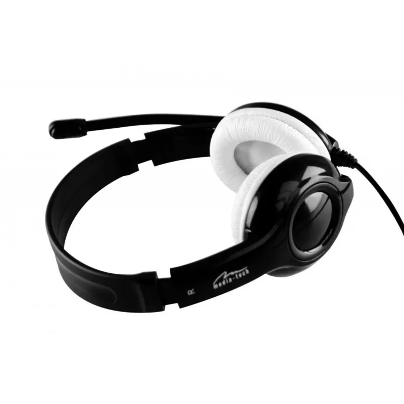 Austiņas MEDIA-TECH MT3573 vadu binaural salokāmas ar mikrofona sviru, 1,9 m kabelis, USB, melnas