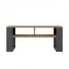 top e shop Modern kafijas galdiņš 90×58×50 cm, antracīta krāsas rāmis, matētas Artisan ozola plaukti