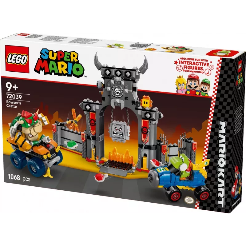 LEGO konstruktora komplekts 72039 Super Mario Bowser cietoksnis ar Mario kartingu, interaktīvs rotaļu komplekts