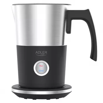 Automātiskais piena putotājs Adler AD 4497 — nerūsējošais tērauds, 600 W, putas 120 ml / silts 300 ml, karsts un auksts