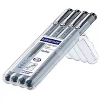 Smalkais flomāsters Staedtler pigment liner 308 Melns 4 gab.