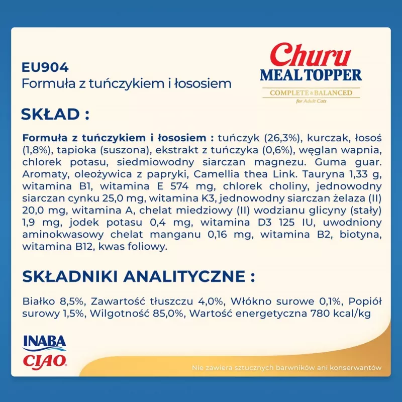 INABA Churu Meal Topper gardums kaķiem, tunzivs ar lasi, 4 x 14 g