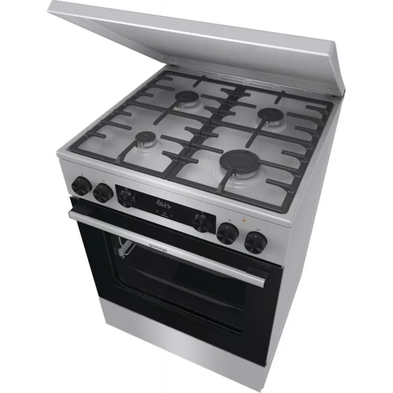 Gorenje GKS6C71XF brīvi stāvoša plīts ar cepeškrāsni sudraba krāsā