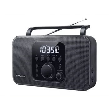 Portatīvais radio Muse M-091 R — FM/AM, LCD displejs, maiņstrāvas vai AA/D bateriju barošana, rotējoša skaļuma regulēšana, 1,1 kg, melns