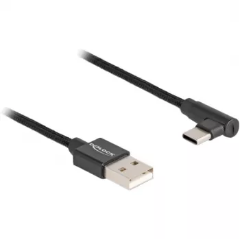 DeLOCK USB 2.0 kabelis Type-A spraudnis uz USB Type-C vīrišķo leņķa 2 m melns