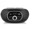 Pārnēsājams CD atskaņotājs JVC RD‑E221B — melns, CD/MP3, kasešu klājs, USB atskaņošana, FM radio, AUX, barošana ar baterijām/maiņstrāvu