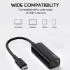 Ethernet adapteris Aukey CB-A30 USB‑C uz Gigabit RJ45 10/100/1000 Mbps, USB 3.0, alumīnija, LED indikatori