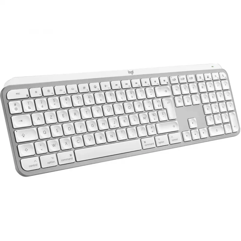 Logitech Master Series MX Keys S for Mac - tastatūra - pilna izmēra - fona apgaismojums - bezvadu - Bluetooth LE - AZERTY - franču - gaiši pelēka (920-011626)