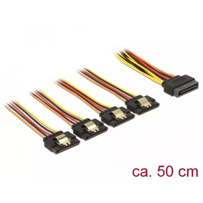 SATA kabelis DeLOCK 60158 0,5 m SATA 15 kontaktu 4 x SATA 15 kontaktu Daudzkrāsains