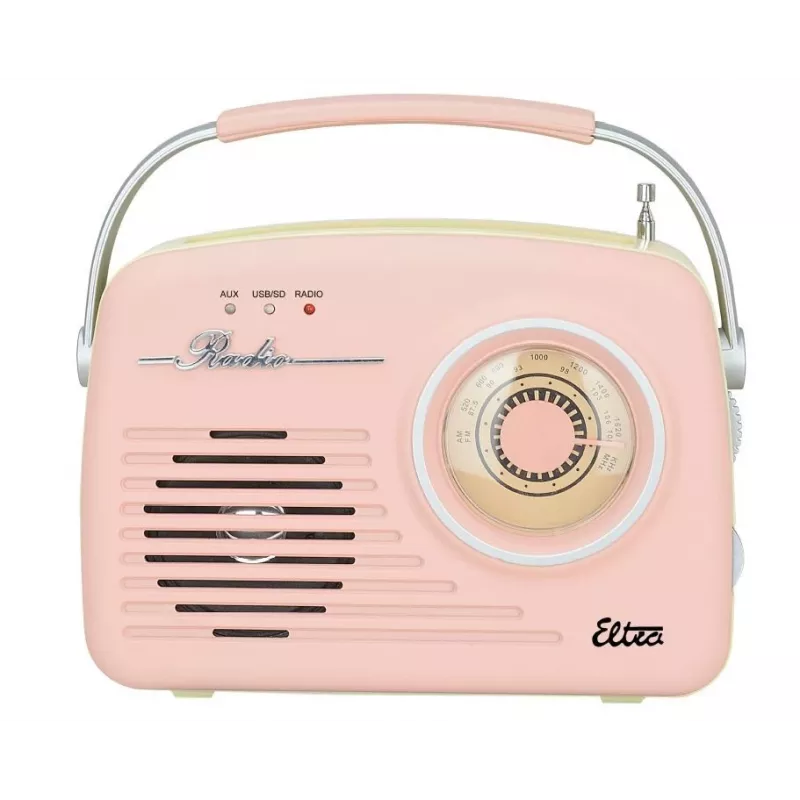 Retro tabletop radio Eltra LUIZA RETRO SP-11 ar MP3, USB un SD kartes atbalstu, rozā