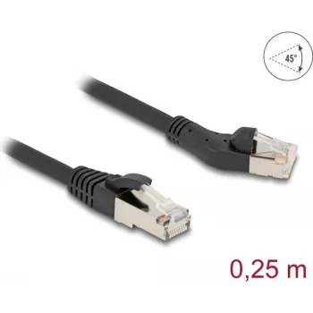 Tīkla kabelis DeLOCK RJ45 Cat.8.1 45° kreisi leņķots 0,25m melns