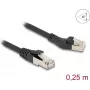 Tīkla kabelis DeLOCK RJ45 Cat.8.1 45° kreisi leņķots 0,25m melns