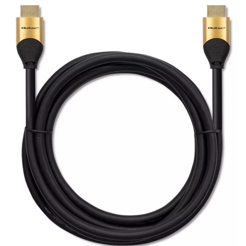 Qoltec 50355 HDMI v2.1 kabelis Īpaši ātrs 8K | 60Hz | 28AWG | ZELTS | 2m