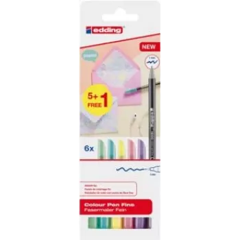 Fine liner pildspalvas Edding 1200 pasteļtoņu komplekts, 6 gab., filca uzgalis 0,3 mm