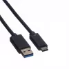 ROLINE - USB kabelis - USB Type C (M) - 9 kontaktu USB Type A (M) - 1 m (USB 3.1) - Formēts - Melns (11.02.9011)