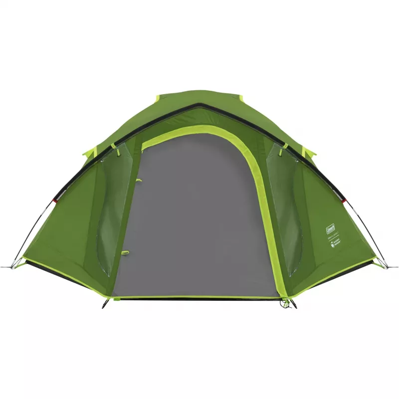 Coleman Dome Tent Darwin 4 Plus Melnsout — 4 personu tuneļtelts ar priekštelpu, tumši zaļa/gaiši zaļa