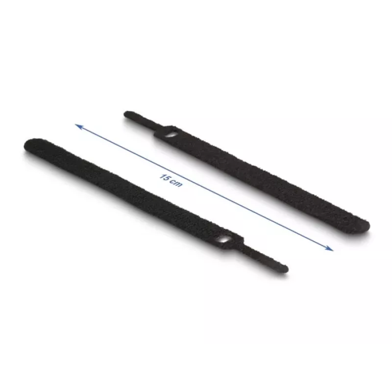 Āķa un cilpas kabeļu saite DeLOCK 19010 150x12mm melna 10 gabali