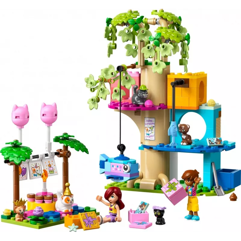 Konstruktora rotaļlieta LEGO Friends 42666 Kaķa dzimšanas dienas ballītes koka mājas komplekts, 321 gab., 6+ gadi, 180×160×100 mm