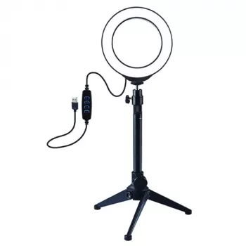 LED gredzena gaisma 12cm ar galda statīvu līdz 24,5cm, USB