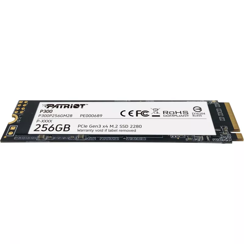 M.2 NVMe SSD PATRIOT P300 256GB — M.2 2280, lasīšana 1700 MB/s, rakstīšana 1100 MB/s