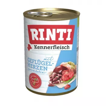 Mitrā suņu barība RINTI Kennerfleisch Heart Poultry Adult 400 g, pilnvērtīga barība, 11% olbaltumvielu, 8% tauku
