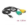 Seriālais kabelis DeLOCK 63466 USB Type-A DB-9 1,5m Melns Zaļš Dzeltens