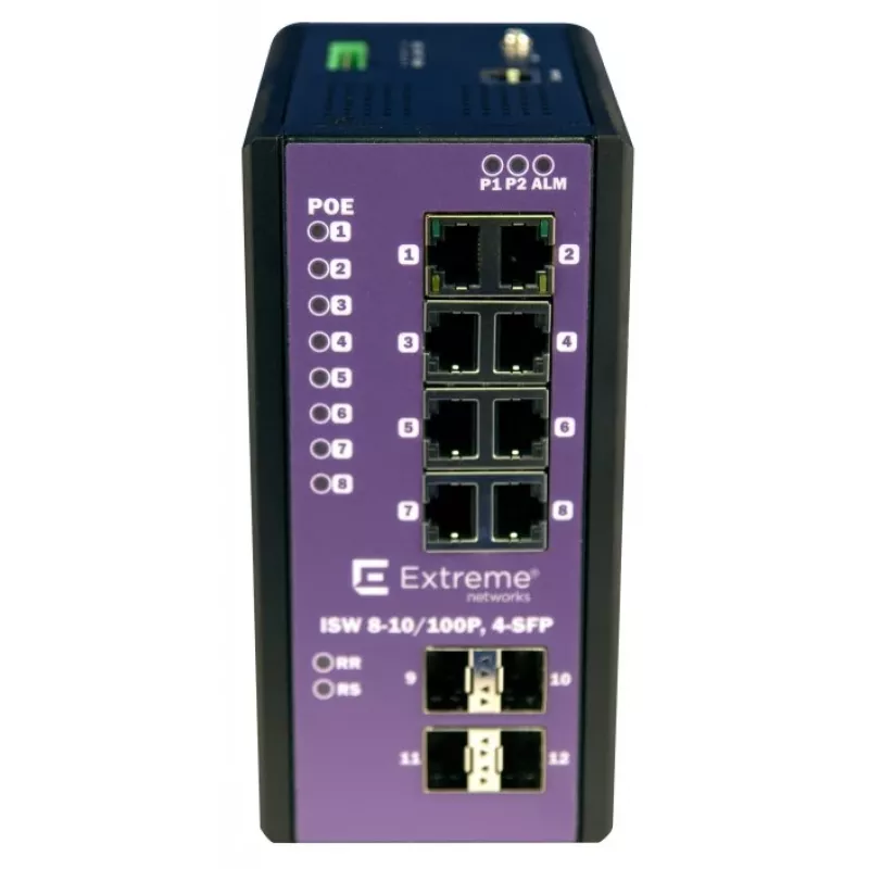 Extreme 8-PORT POE+ Gigabit ar 4-PORT Sfp Darba temperatūra -40°C - +75°C