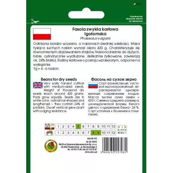 Sēklu paciņa Seklos LT PNOS — sausās pupiņas 'Igłomska' sēklas, 50 g