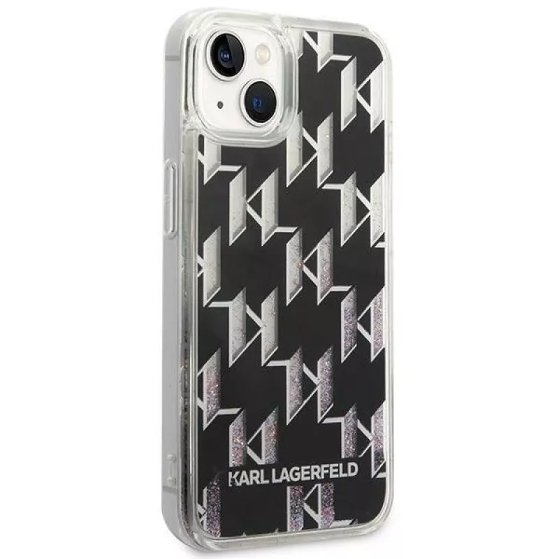 Karl Lagerfeld KLHCP14MLMNMK iPhone 14 Plus 6.7 cietais maciņš melns / melns Liquid Glitter Monogram