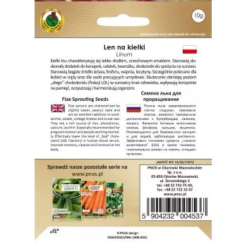 Digšanas sēklas Apte lini (Len) 10 g — ēdamas linu sēklas digšanai ar riekstu garšu