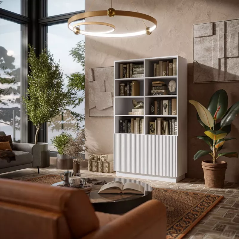 Uzglabāšanas skapis Cama Meble LIVERTI grāmatu skapis 100×420×1705 mm balts