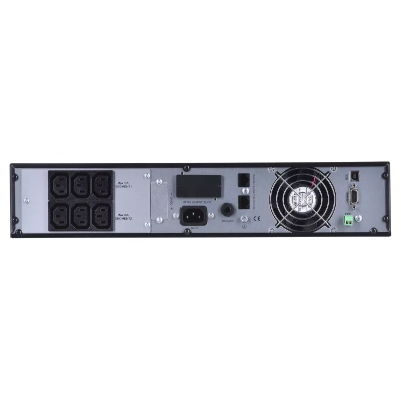 Nepārtrauktas barošanas avots zaļa Cell UPS13 — tiešsaistes dubultās pārveidošanas UPS, 1000 VA / 900 W, tīrs sinusoidāls vilnis, 6 maiņstrāvas izejas, LCD, 2×12V 9Ah baterijas