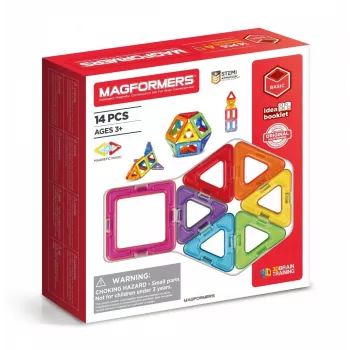 Magnētiskā konstrukciju komplekta MAGFORMERS 14 detaļu komplekts — 14 magnētiski ģeometriski bloki