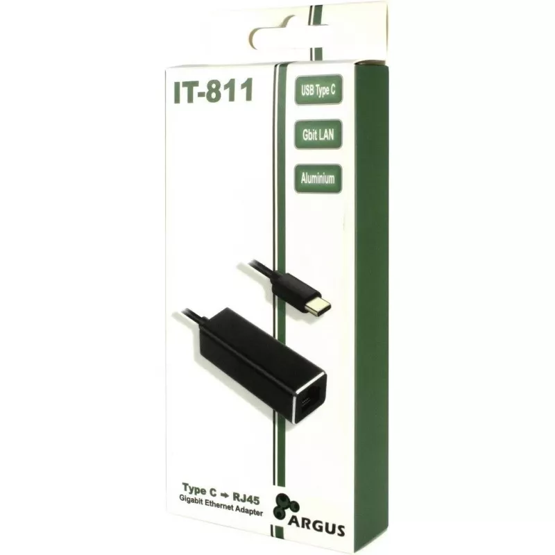 Inter-Tech Argus IT-811 - tīkla adapteris - USB-C - Gigabit Ethernet - melns (88885438)