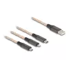 DeLOCK USB kabelis 1,2m USB 2.0 USB A USB C/Micro-USB B/Lightning Caurspīdīgs