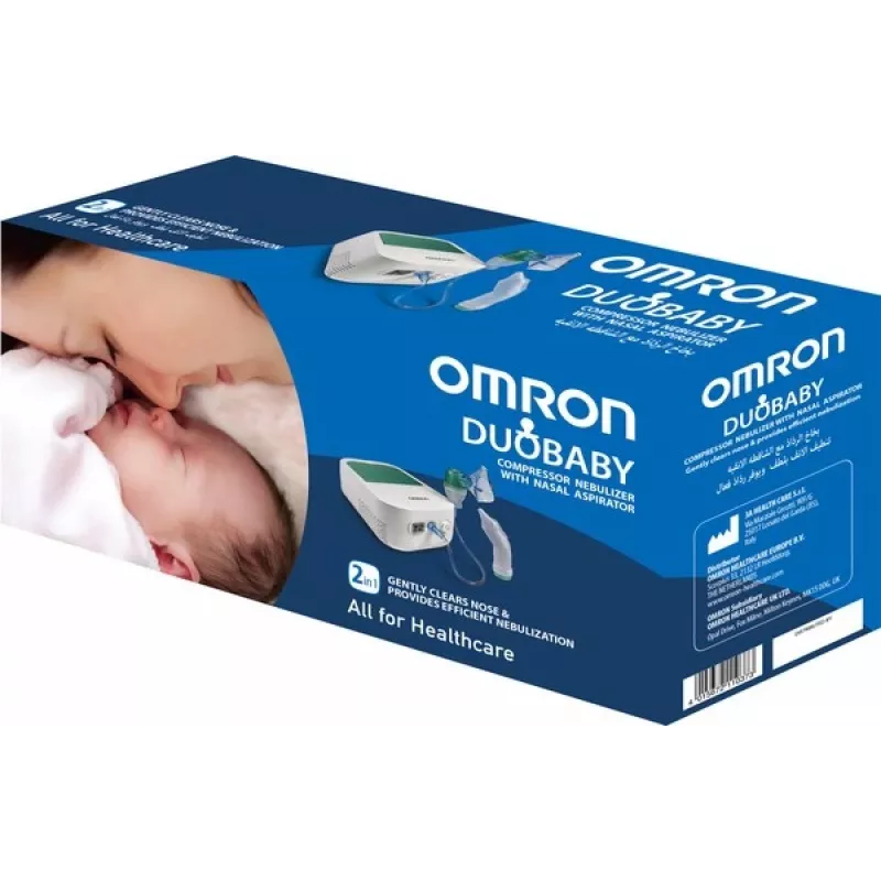 Galda smidzinātājs Omron NE-C301-E — darbināms no maiņstrāvas, 12 ml ietilpība, bērnu maska un iemutnis, balts