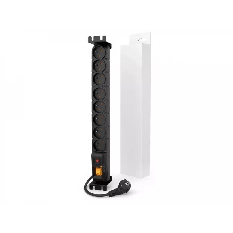 HSK Data ACAR S8 FA 19-inch Rack pārsprieguma aizsargs, 8x 230V, 3m, melns