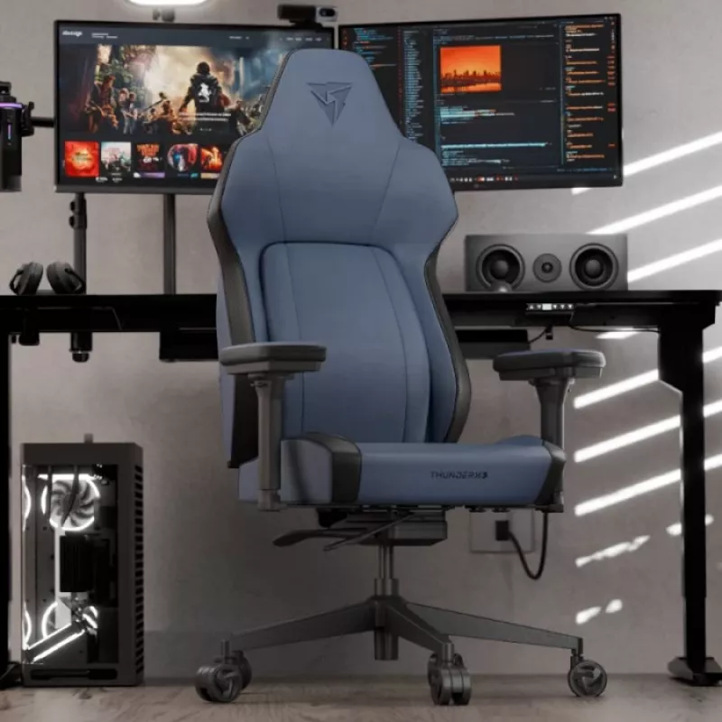 Spēļu krēsls Thunder X3 TEGC-2071101.B1 — ergonomisks moderns zils, regulējams augstums un slīpums