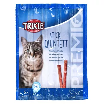 Kaķu kārumi Trixie Premio Sticks melnēts lasis ar foreli, papildbarība, 5 x 5 g (25 g)
