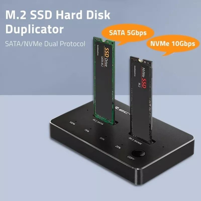 Qoltec 52274 M.2 SSD diskdziņu dokstacija | NVMe | SATA | USB-C | DUAL 2 x 2TB