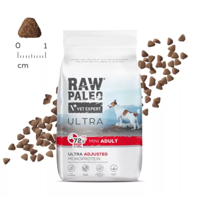 VET EXPERT RAW PALEO Ultra Mini Adult Liellops - sausā suņu barība - 8 kg