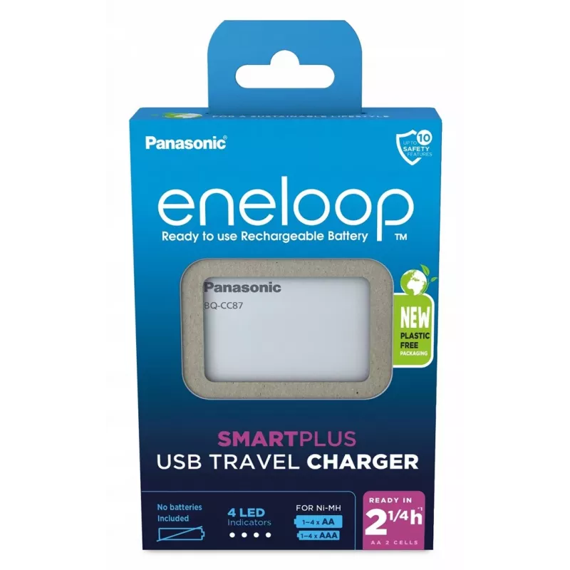 USB akumulatoru lādētājs PANASONIC Eneloop Smartplus BQ-CC87 (BQ-CC87USB)